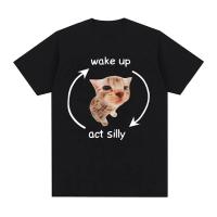Camiseta Gráfica De Gato Divertido Para Hombres Y Mujeres Algodón 100% Manga Corta Estilo Casual Impresión De Gato Activo - details 1