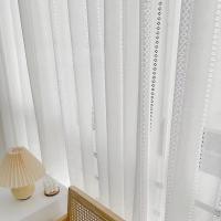 Cortina De Ventana De Tela Pura Poliéster Blanca Tejida Al Aire Libre Japonesa Para Sala De Estar Y Dormitorio Con Función De Blackout - details 2