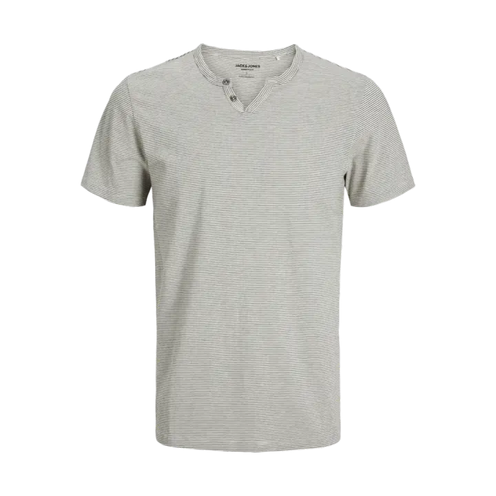Jack & Jones Split Camiseta De Rayas Con Cuello Abierto Color Blanco - Elástico Y Suave Al Tacto - 1