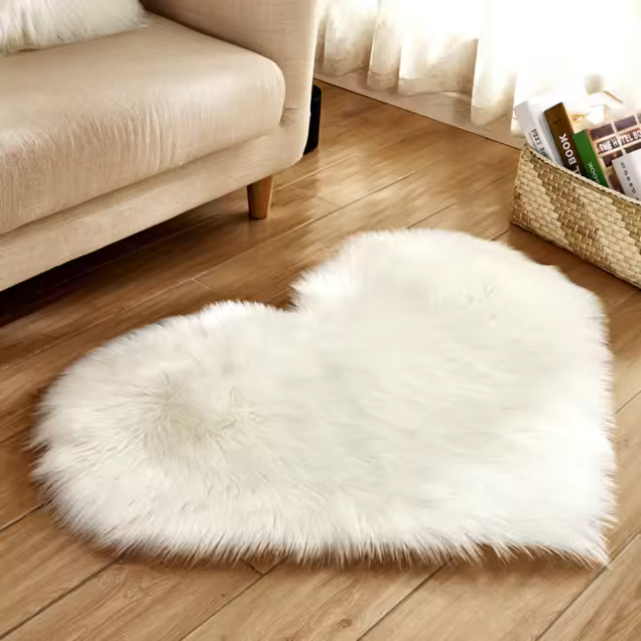 1 pieza de alfombra mullida en forma de corazón, alfombra suave para el suelo, alfombra para el dormitorio del hogar - 1