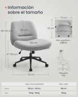 Silla de Oficina Contemporánea, Base de Estrella con Ruedas, Asiento Ancho y Cómodo, Altura Ajustable, Tela de Lino de Algodón, Silla Giratoria - details 11