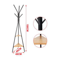 Perchero de pie 180 cm negro丨Perchero con 2 estantes de madera丨Diseño moderno y elegante丨Almacenamiento para abrigos largos丨Estantes para accesorios y decoración丨Ideal para entradas y recibidores - details 0