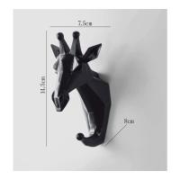Gancho de pared autoadhesivo de resina animal, gancho para toallas, gancho para puerta de pared, almacenamiento de toallas y ropa, jirafa negra - details 0