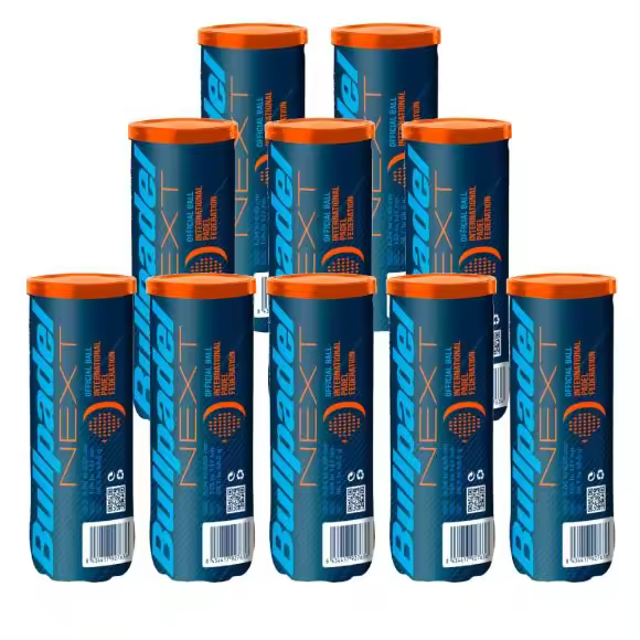 Bullpadel Fip Next Pádel-Pack 10 botes de bolas/Pelotas -30 bolas-alta durabilidad y resistencia - 1