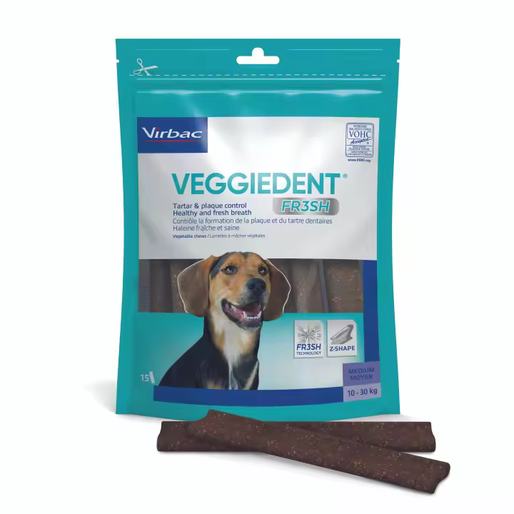Snack Dentales para perros VEGGIEDENT FR3SH M  - Virbac - Medium perros de 10 a 30KG - 1