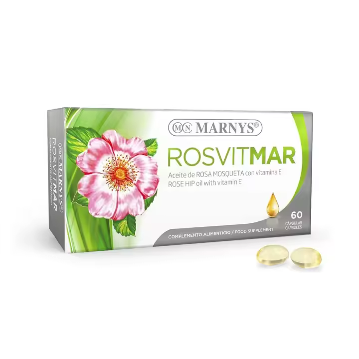 Marnys  Rosvitmal Perlas de Aceite de Rosa Mosqueta con Vitamina E, 60 Cápsulas - 1