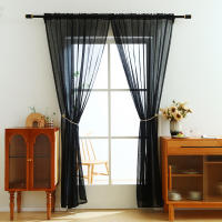 Cortina De Tela De Poliéster Negra Transparente Con Bolso Para Percha Estilo Oscuro Para Decoración De Habitaciones - details 7
