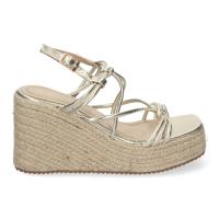 PuntoSalao Sandalias doradas de cuña en yute de tiras para mujer JNS-5P500 - details 1