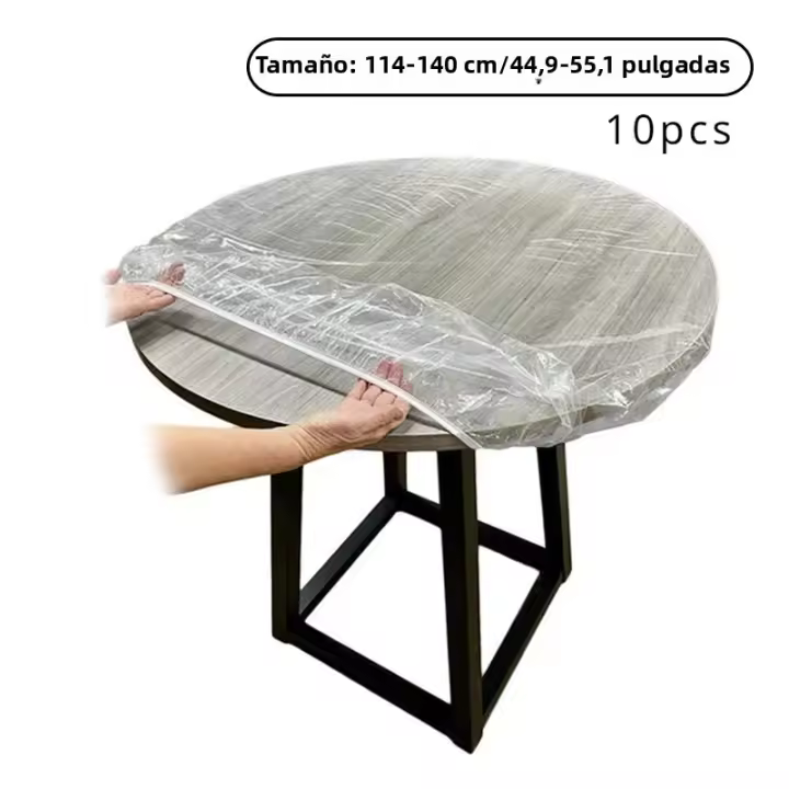 Cubierta De Mesa Redonda Y Desechable Resistente Al Aceite Y Al Agua Con Borde Elástico Translúcido Para Protección De Mesa - 1