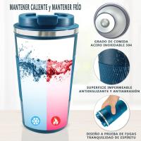 Taza de Café Aislamiento con Tapa - Reutilizable Y a Prueba de Derrames, Vagos de Acero Inoxide al Vacío de Doble Pared, Ideal para Casa y Oficina (Azul,13oz) - details 9