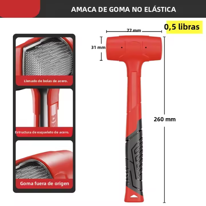 Martillo De Goma Para Instalación De Azulejos Multifuncional Sin Elasticidad Tamaño Compacto Para Trabajos DIY De Pintura Y Decoración - 1