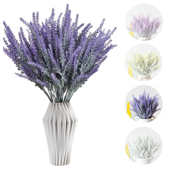 HORO.ES Ramo de Flor Mini Lavanda Realista 36CM Paquete 6 Piezas para Espacios Interiores, jardín, decoración de Bodas y decoración del hogar - 1