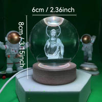 1pc Cristal 3D De Jesús Lámpara Nocturna Con Base De Iluminación Multicolor Decoración Creativa Para El Hogar Regalo Ideal Para Dormitorio Familiar - details 5