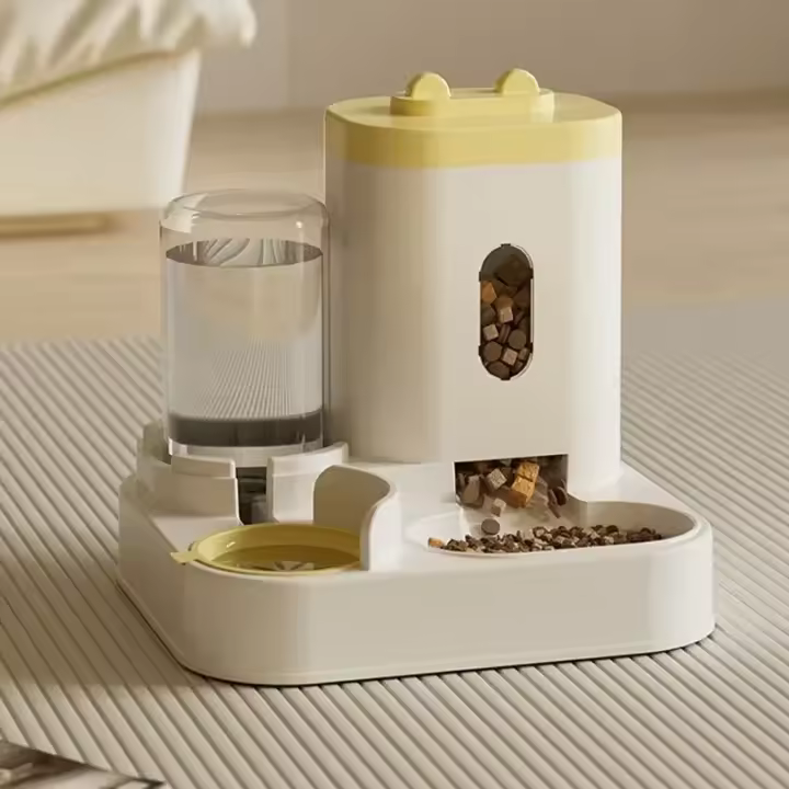 Tazón Automático Para Gatos Y Perros Con Fuente De Agua Gran Capacidad Con Soporte Elevado Alimentos Y Agua Para Mascotas Suministros - 1