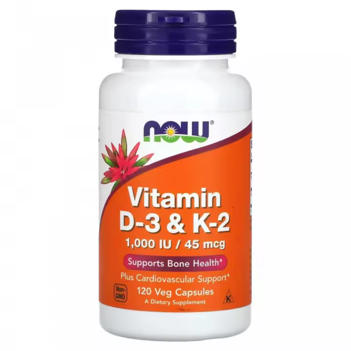 Vitamina D3 y vitamina K2, 120 cápsulas vegetales de Now Foods - 1