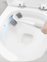 Cepillo De Inodoro Con Mango Largo Y Acabado En Azul Succión De Ventosa Montaje En La Pared Doble Cara Sin Esquinas Muertas Para Limpieza De Baño Y Lavabo - details 1