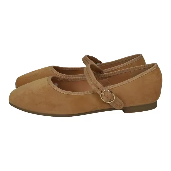 Manoletinas marca ZAPATOP para mujer en color camel. Manoletinas Mercedes camel con hebilla dorada para mujer - Day-Wine Shoes estilo clásico - 1