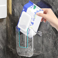 Caja De Pañuelos Adhesiva En La Pared Plástico Espaciosa Y Sin Perforar Soporte Para Papel Higiénico Para Escritorio Oficina - details 3
