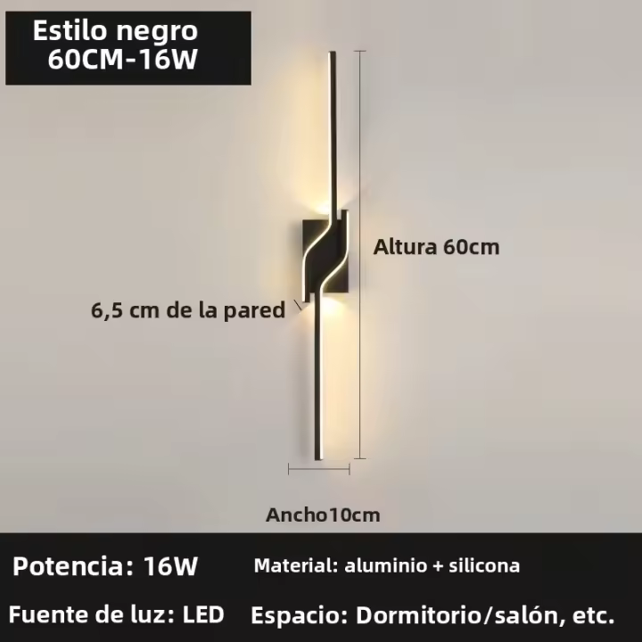 Luz De Pared LED Moderna Minimalista En Negro Iluminación Interior Elegante Para Sala De Estar Dormitorio Pasillo Decoración De Luces Verticales Sencillas Y Elegantes - 1