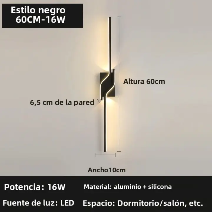 Luz De Pared LED Moderna Minimalista En Negro Iluminación Interior Elegante Para Sala De Estar Dormitorio Pasillo Decoración De Luces Verticales Sencillas Y Elegantes - 1