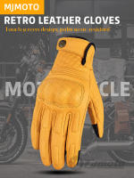 Guantes De Motocicleta De Cuero Genuino MJMOTO Verano Transpirables Con Dedos Completos Guantes De Conducción Retro Para Teléfono Móvil Para Hombres - details 0