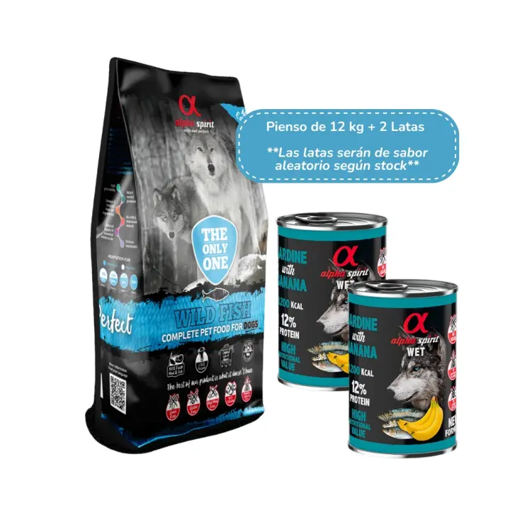 ALPHA SPIRIT - Wild Fish (+ 1 ó 2 Latas) - Alimento Completo en Pienso Seco para Perros Adultos de Todas las Razas - 1