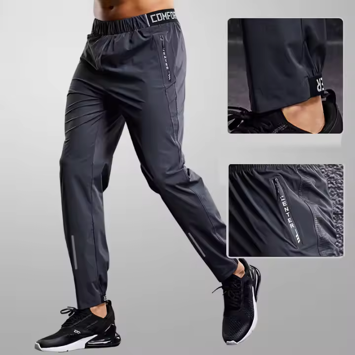 Pantalones Deportivos Para Hombre Con Bolsillos Y Cierre De Cremallera Pantalones De Correr Y Entrenamiento De Secado Rápido Fitness Casuales - 1