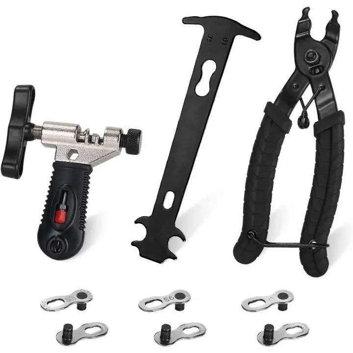 Kit de herramientas para reparación de cadenas de bicicleta, alicates para eslabones, cortador de cadena, indicador de desgaste de cadena y conector faltante reutilizable para cadenas de 6/7/8/9/10 velocidades - 1
