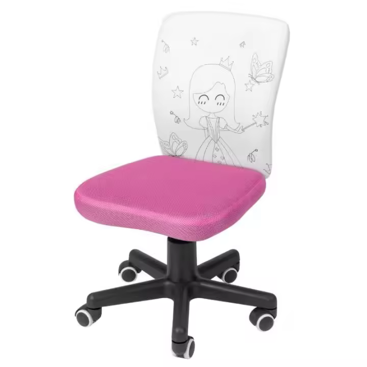 Silla Infantil Princesa de Estancia Juvenil Estilo Moderno en Color Blanco Pintable Regulable Incluye Rotuladores - 1