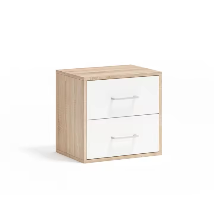 Mesita de Noche BATZAR con 2 Cajones | Montada | Diseño Moderno y Sencillo - 1