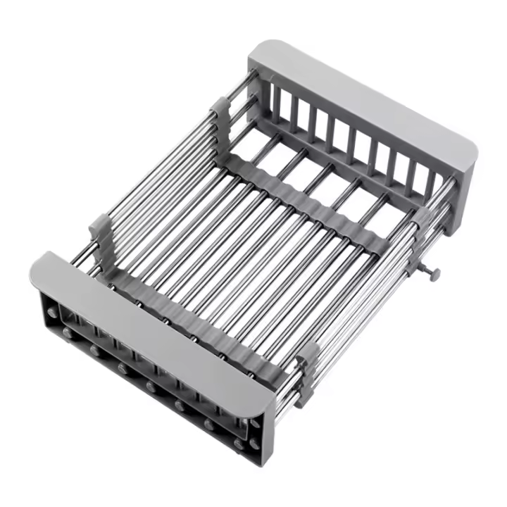 Escurridor de fregadero de cocina, escurridor de platos extensible de acero inoxidable, escurridor para lavar frutas y verduras, escurridor de almacenamiento - 1