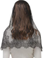 Velas De Encaje Blanco/ Negro Para Iglesia Mantilla Católica Cubierta De Cabeza Para Mujeres De Boda Tipo De Headband Material De Encaje - details 3