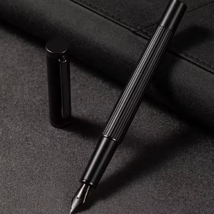 Pluma Fuente De Lujo Con Tintero Y Diseño Clásico De Punta Fina Metálica Para Escribir Smoothmente - 1