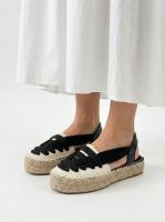 Calzados soraia, Alpargatas de plataforma para mujer con diseño de cintas cruzadas, sandalias de esparto con suela de yute trenzado, calzado casual de lino transpirable, sandalias planas con tira trasera elástica estilo boho. - details 10