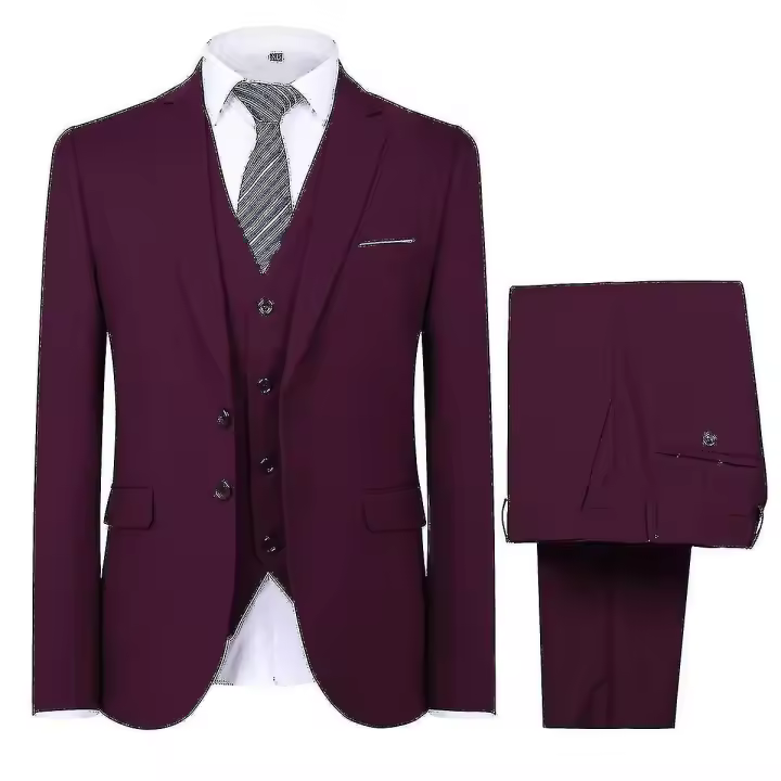 Mens Suit Wedding Party Dinner 3-pieces Suit Blazer Vest Pants 9 Colors - 1