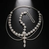 XSBODY Cadena De Cabeza Boho Con Rhinestone Multicapa Accesorio De Boda Geométrico Cadena De Pelo Para La Frontal Joyería De Novia Para Mujeres - details 2