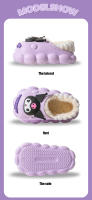Zapatillas De Algodón Sanrio Kuromi Para Niños Estilo Moda Calientes Otoño Invierno Zapatos De Interior Para Niños Y Niñas Talla True - details 7