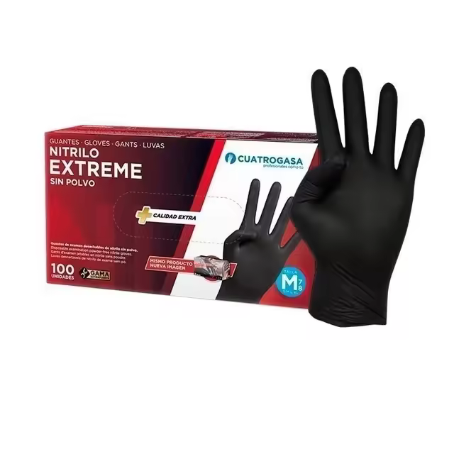 Guantes de Nitrilo EXTREME Negros de CUATROGASA - TALLA M - L - XL - 1