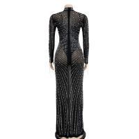 Vestido De Baile Elegante Para Mujer Con Diamantes Y Malla Largo De Manga Elegante Para Fiesta Y Noche Vestido De Lujo - details 7