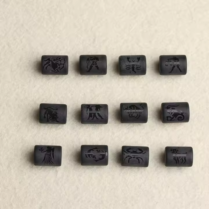 1Pieza De Los Doce Signos Del Zodíaco Negro Perlas En Cesta Accesorios De Perlas Semiacabados Para Pulsera Collar Hechos a Mano - 1
