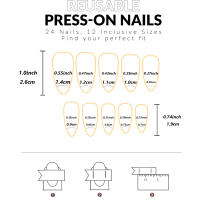 24pcs Uñas Postizas Largas Almendra Blancas Estilo Francés Detalladas Tiras Adhesivas De Uñas Postizas ABS Para Fiesta - details 31