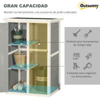 Outsunny Caseta de Jardín de Madera 75x56x115 cm Armario Cobertizo de Exterior para Herramientas con 3 Estantes Interiores Puerta con Pestillo y Techo Asfáltico - details 3