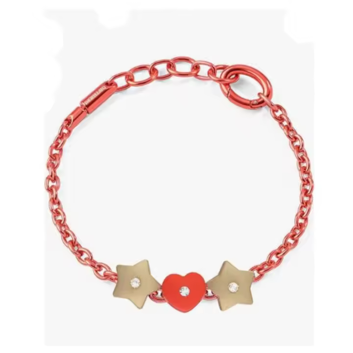Pulsera Mujer Gotas Colores Rojo con estrellas y Corazones - 1