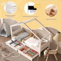 Cama Infantil con Doble Cajón, Cama Anticaída Base Estable de Listones, Madera de Pino Certificado Ambiental Cama Infantil 90x200 cm, Sin Colchón Blanco - details 4