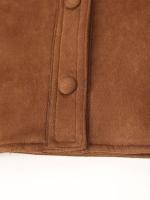 Chaqueta Casual Para Mujer ZBZA Marrón Vintage Con Pochetes Y Cuello En V Simple Breasted De Manga Larga Outerwear Slim Para Primavera Y Otoño - details 13