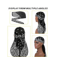 2PCS Turban De Tela Impresa Para Hombres Gorro De Pirata Con Cuerda Larga Accesorios De Cabello Durag Biker Capa Unisex Casual - details 1