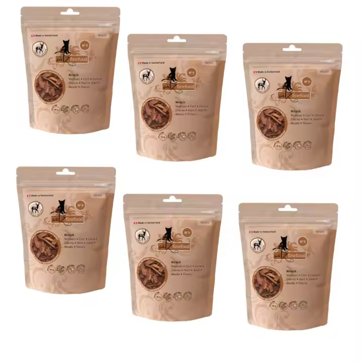Tiras de Carne de Ciervo para Gatos, Sin Cereales ni Gluten - 6 Unidades x 45g - ANIMALUJOS - 1