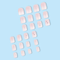 24pcs/set Uñas Postizas Cortas De Acrílico Estilo Francés Con Diseño De Flores Y Mariposas Para La Temporada De Primavera Y Verano Artículos De Belleza Para Uñas - details 3
