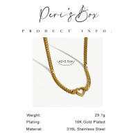 Collar De Corazón Grueso De Acero Inoxidable Con PVD Dorado Para Mujer Peri'sbox Joyería De Moda De Cadena Larga Y Hueca - details 1
