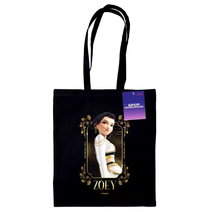 PYRAMID BOLSA DE TELA NEGRA K-POP DEMON GOLDEN ZOEY KPOP DEMON HUNTERS 2x38x42 Cms. - 1